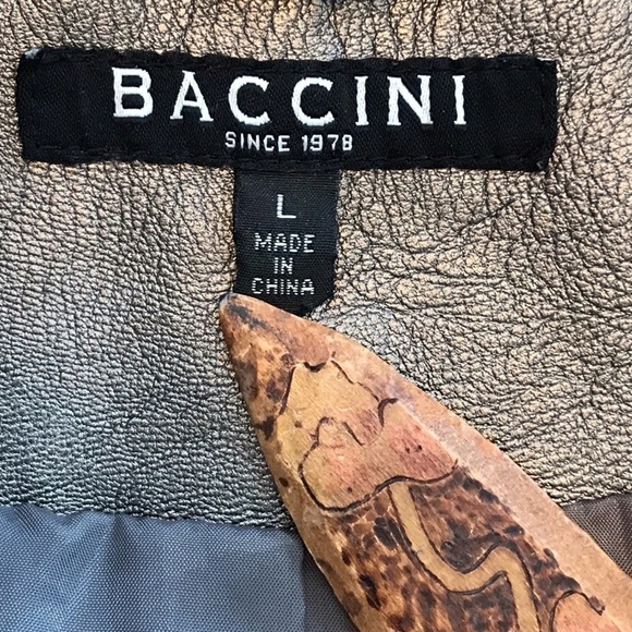 Baccini Bronze Leather Full Zip Moto Jacket - Picture 6 of 9